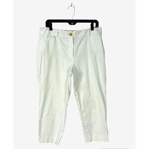 Talbots Women Size 12P White The Perfect Crop Curvy High Rise Cotton Spandex E4